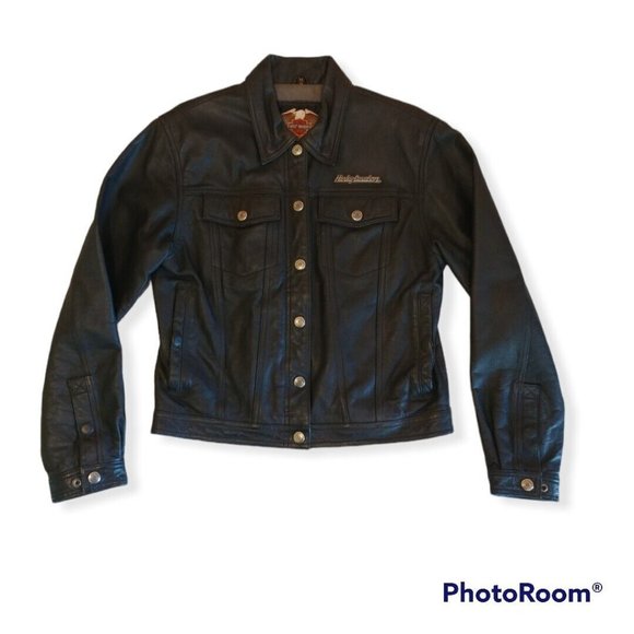 Women's Medium M Harley-Davidson Leather Jacket Embroidered - Picture 1 of 9